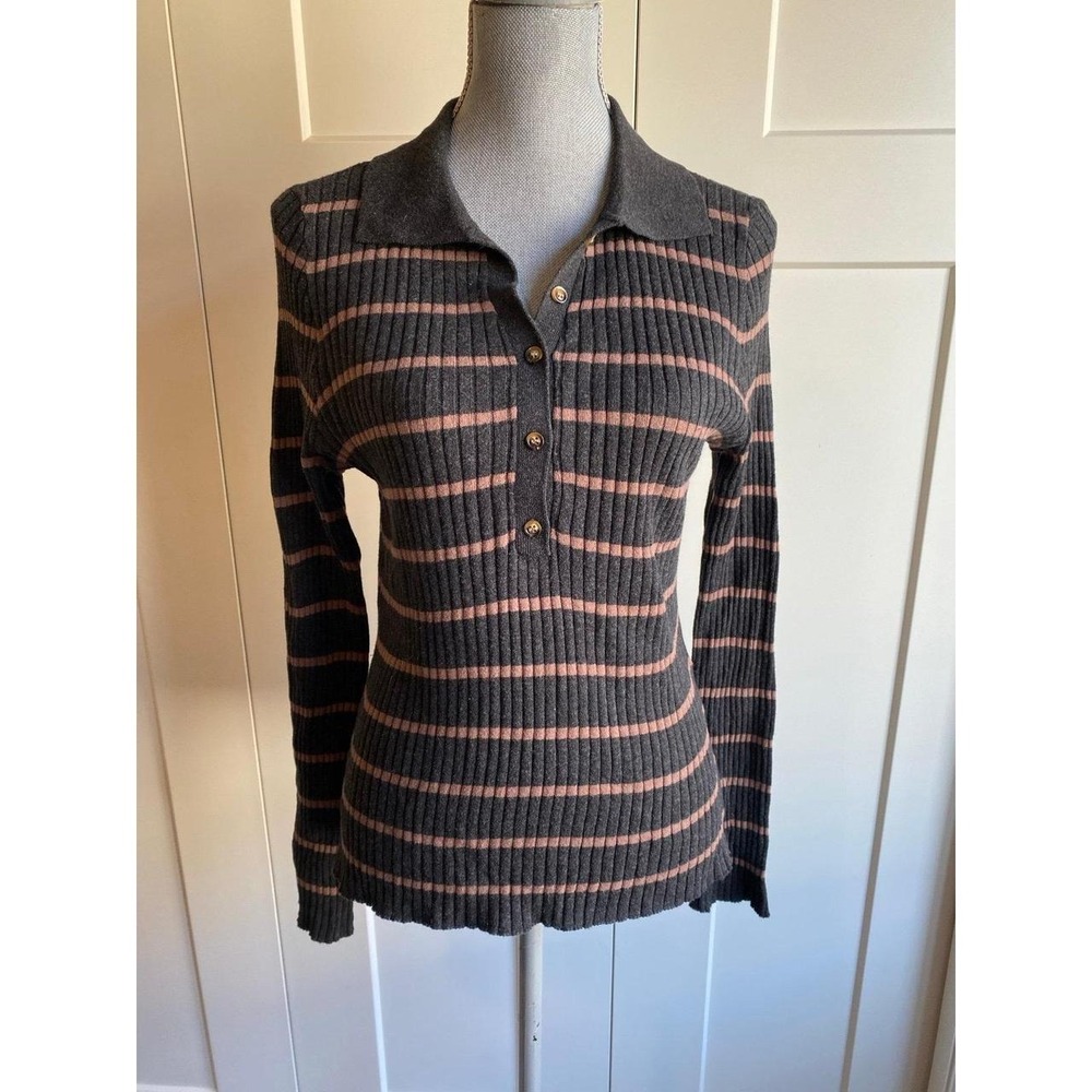 Thread & Supply Henley Sweater Cotton Blend 1/2 Button Stretch L Poetcore s64